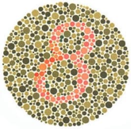 Ishihara plate example - vanishing plate for red-green color blindness detection